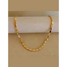 Sparkle Accessories Vip Serisi Zirkon Taşlı Rose Taş Geçişli Çelik Kolye