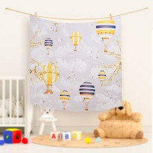 Hafy Baby Pamuk  - Uçan Balon Temalı Müslin Örtü 100 x 110