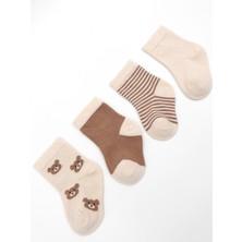 Karamila 4'lü Organik Bebek Çorap  Lacivert / (Gots) Seltifikalı Yenidoğan Organik Çorap