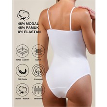 Alya Underwear Kadın Ip Askılı Çıtçıtlı Body, Modal, Kancalı Yumuşak Dokulu 2'li Paket Beyaz + Siyah, Xl