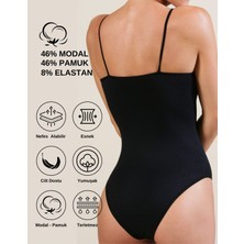 Alya Underwear Kadın Ip Askılı Çıtçıtlı Body, Modal - Pamuk Karışımlı, ( Kancalı ), 2'li Paket, Siyah, Xl