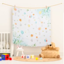 Hafy Baby Pamuk  Balonlu Tavşan Desenli Müslin Örtü 100 x 110