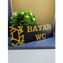 Bayan Wc Yönlendirme Levhası 20X7 cm Siyah Üzeri Gold