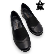Magic Shoes  Deri Tam Ortopedik Iç Tabanlı Siyah Anne Ayakkabısı