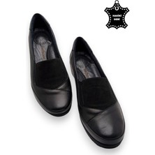 Magic Shoes  Deri Tam Ortopedik Iç Tabanlı Siyah Anne Ayakkabısı