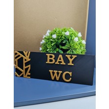 Bay Wc Yönlendirme Levhası 20X7 cm Siyah Üzeri Gold
