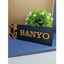Banyo Yazılı Yönlendirme Levhası 20X7 cm Siyah Üzeri Gold