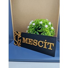 Mescit Yazılı Yönlendirme Levhası 20X7 cm Siyah Üzeri Gold