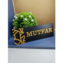 Mutfak Yazılı Yönlendirme Levhası 20X7 cm Siyah Üzeri Gold