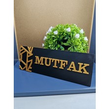 Mutfak Yazılı Yönlendirme Levhası 20X7 cm Siyah Üzeri Gold