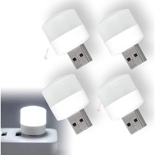 Mini USB LED Işık, 1W Enerji Tasarruflu, Gece Aydınlatma, Rehber Gece Lambası, Kitap Okuma Lambası Işığı, Küçük Yuvarlak Işıklar (4 Adet)
