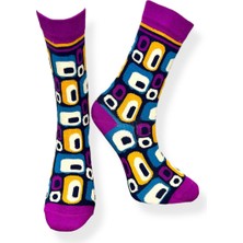 Me-Vo Tekli  Desenli Mor Renkli Esnek Nem Alabilen Pamuklu Çorap