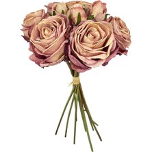 Nettenevime Yapay Çiçek Kuru Gül Pembe Gül Kurusu Renk 6çiçek 4tomurcuk 10LU Demet Gelin Çiçeği Buketi