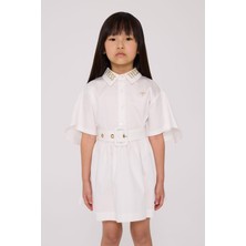 Tyess Kız Çocuk Ekru Elbise