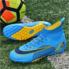 Mars Store1 Çocuk Futbol Ayakkabıları, Yüksek Yardım Erkek Kız Spor Futbol, Mavi (Yurt Dışından)