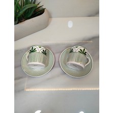kr Sara New Bone 2 Kişilik Kahve Fincan Takımı 90 ml Yeşil