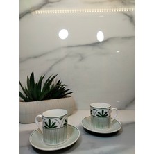 kr Sara New Bone 2 Kişilik Kahve Fincan Takımı 90 ml Yeşil