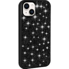 Adige Apple iPhone 13 Uyumlu Kılıf Parlak Taşlı Pırlanta Siyah