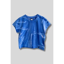 9-15 Yaş Batik Desen Kız Çocuk Moda Tshirt Saks