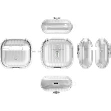 Airpods 4 Kılıf Kenarları Renkli Şeffaf Dilimli Silikon Uyumlu Zore Airbag 40 Kılıf-Şeffaf