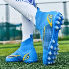 Mars Store1 Çocuk Futbol Ayakkabıları, Yüksek Çete Erkek Kız Spor Futbol, Mavi (Yurt Dışından)