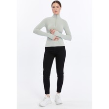 Maison La Femme Fermuarlı Su Geçirmez Fitted Uzun Kollu Bluz Uzun Kollu T-Shirt