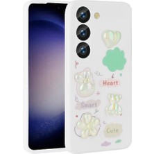 Galaxy A54 Kılıf Kabartma Figürlü Parlak Zore Toys Silikon Kapak-Beyaz