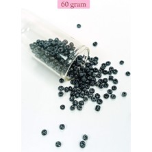 Dökme Cam Kum Boncuk Büyük Boy (6/0) 4 mm - 60 Gram - Siyah - BNC120