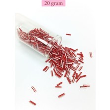 Uzun Boru Kesme Boncuk Çap 2mm Uzunluk 10 mm - 20 Gram - Kırmızı Beyaz - BNC239