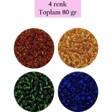 Dökme Cam Kum Boncuk (8/0) 3 mm - 4 Renk - Toplam 80 Gram - BNC424