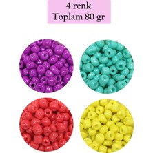 Dökme Cam Kum Boncuk Büyük Boy (6/0) 4 mm - 4 Renk - Toplam 80 Gram - BNC411