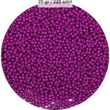 Fuşya Renk 4 mm Yaklaşık 220 Adet/20 Gram Cam Boncuk Oya Yazma Bileklik ve Kolye