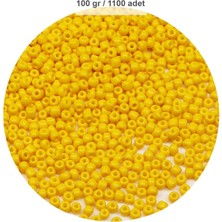 Sarı Renk 4 mm Yaklaşık 1100 Adet / 100 Gram Cam Boncuk Oya Yazma Bileklik ve Kolye