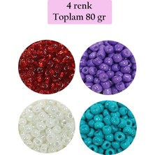 Dökme Cam Kum Boncuk Büyük Boy (6/0) 4 mm - 4 Renk - Toplam 80 Gram - BNC409