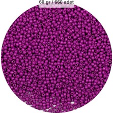 Fuşya Renk 4 mm Yaklaşık 660 Adet / 60 Gram Cam Boncuk Oya Yazma Bileklik ve Kolye