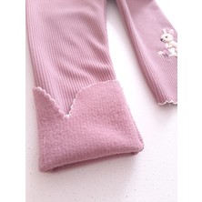Timi Kids Kız Çocuk Fitilli Kumaş Nakışlı Basic Tayt Pantolon