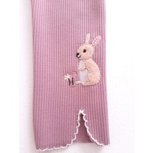Timi Kids Kız Çocuk Fitilli Kumaş Nakışlı Basic Tayt Pantolon
