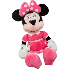 Layfhex Pembe Elbiseli Peluş Mini Minnie Mouse Fare Büyük Boy Uyku Arkadaşı 40 cm