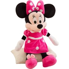 Layfhex Pembe Elbiseli Peluş Mini Minnie Mouse Fare Büyük Boy Uyku Arkadaşı 40 cm