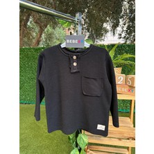 Düğme ve Cep Detaylı Sweat Siyah