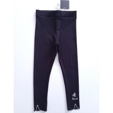 Timi Kids Kız Çocuk Fitilli Kumaş Nakışlı Basic Tayt Pantolon