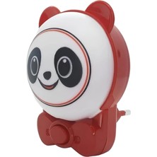 Sevimli Panda Bebek Çocuk Odası Gece Lambası, Prize Tak Çalıştır Anahtarlı, 2 Watt Beyaz Işık Ledli