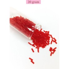 Uzun Boru Kesme Boncuk Çap 2mm Uzunluk 10 mm - 20 Gram - Kırmızı - BNC245