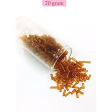 Uzun Boru Kesme Boncuk Çap 2mm Uzunluk 10 mm - 20 Gram - Şeffaf Gold - BNC254