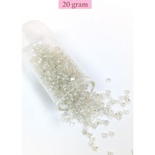 Dökme Cam Kum Boncuk (8/0) 3 mm - 20 Gram - Şeffaf Gümüş - BNC160