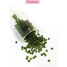 Dökme Cam Kum Boncuk (8/0) 3 mm - 20 Gram - Şeffaf Yeşil Siyah - BNC179