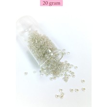 Dökme Cam Kum Boncuk (8/0) 3 mm - 20 Gram - Şeffaf Beyaz - BNC156