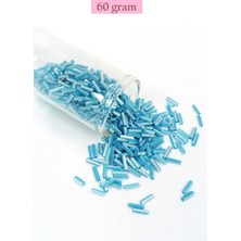Uzun Boru Kesme Boncuk Çap 2mm Uzunluk 10 mm - 60 Gram - Açık Mavi Beyaz - BNC279