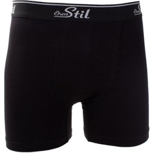 Ören Stil 44-8032 Siyah 3'lü Paket Erkek Pamuklu Likralı Boxer