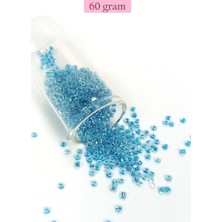 Dökme Cam Kum Boncuk (8/0) 3 mm - 60 Gram - Şeffaf Gök Mavi - BNC214